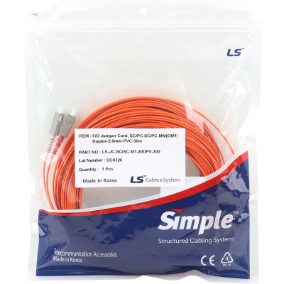 LS전선 SC-SC 멀티모드 광점퍼코드 30m LS-JC-SC/SC-M1-20DPV-300