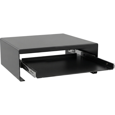 강원전자 넷메이트 다용도 2단 슬라이딩 메탈 받침대, 400x260x125mm 블랙 NM-AM400SB