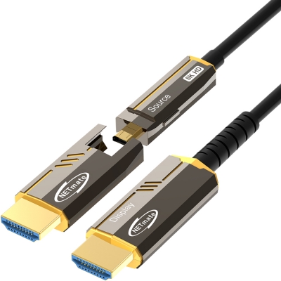 강원전자 넷메이트 HDMI2.1 Hybrid AOC 배관용 케이블 30m (골드) NM-HAP30DG