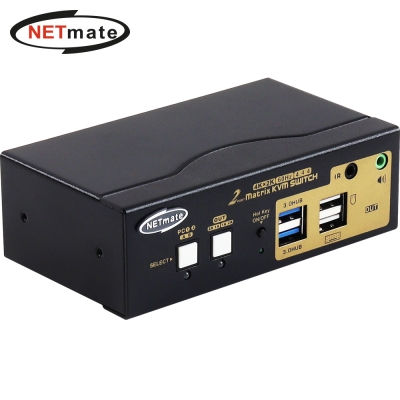 넷메이트 듀얼 4K 60Hz HDMI 매트릭스 KVM 2:1 스위치(USB) NM-HKT4602D