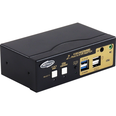 넷메이트 듀얼 4K 60Hz HDMI 매트릭스 KVM 2:1 스위치(USB) NM-HKT4602D