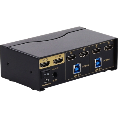 넷메이트 듀얼 4K 60Hz HDMI 매트릭스 KVM 2:1 스위치(USB) NM-HKT4602D