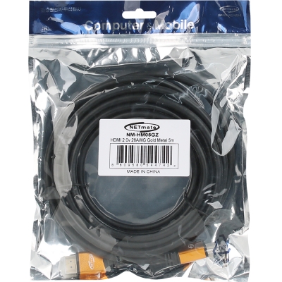 강원전자 넷메이트 4K 60Hz HDMI 2.0 Gold Metal 케이블 5m NM-HM05GZ