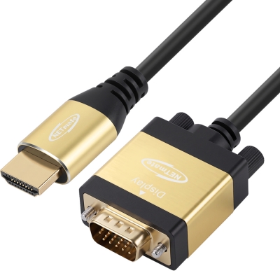 강원전자 넷메이트 HDMI to VGA(RGB) Gold Metal 케이블 0.5m NM-HVM05