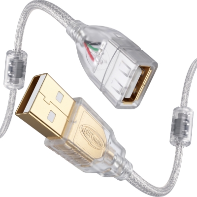 강원전자 넷메이트 프리미엄 USB2.0 연장 AM-AF 투명 케이블 0.5m NM-PUF205S