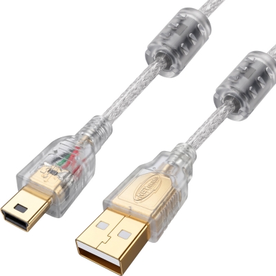 강원전자 넷메이트 프리미엄 USB2.0 AM-Mini 5핀 투명 케이블 1.5m NM-PUM215S