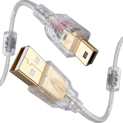 강원전자 넷메이트 프리미엄 USB2.0 AM-Mini 5핀 투명 케이블 2m NM-PUM220S