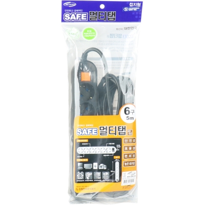 강원전자 넷메이트 SAFE 멀티탭 6구 접지 5m (블랙) NM-SB650