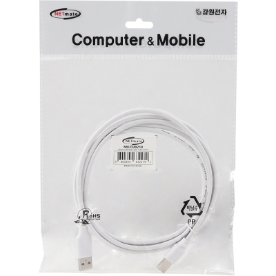 강원전자 넷메이트 USB2.0 AM-BM 케이블 1.8m (화이트) NM-TUB218