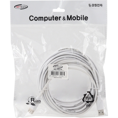 강원전자 넷메이트 USB2.0 연장 AM-AF 케이블 7m (화이트/24AWG) NM-TUF270