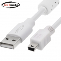 강원전자 넷메이트 USB2.0 AM-Mini 5핀 케이블 5m (화이트/24AWG/노이즈필터) NM-TUM250