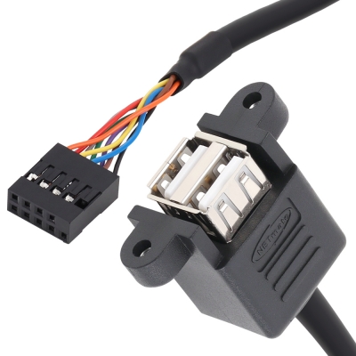 강원전자 넷메이트 USB2.0 2포트 메인보드 연결 판넬형 케이블 01m NM-UBC10N