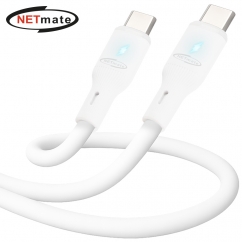 강원전자 넷메이트 USB2.0 C타입 실리콘 LED 케이블 2m (화이트) NM-UCC220LW