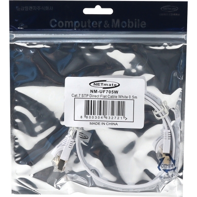 강원전자 넷메이트 CAT.7 STP FLAT 랜 케이블 0.5m (화이트) NM-UF705W
