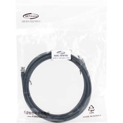 강원전자 넷메이트 5C-HFBT BNC-BNC 광대역 동축 케이블(연동선/4합/75ohm) 5m NMC-HFBTB5