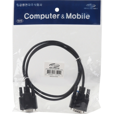 강원전자 넷메이트 9핀 M/F NULL MODEM 케이블 1m (블랙) NMC-SFM10B