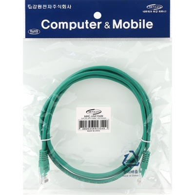 강원전자 넷메이트 CAT.5E UTP 랜 케이블 1.5m, 그린 NMC-U5015GN