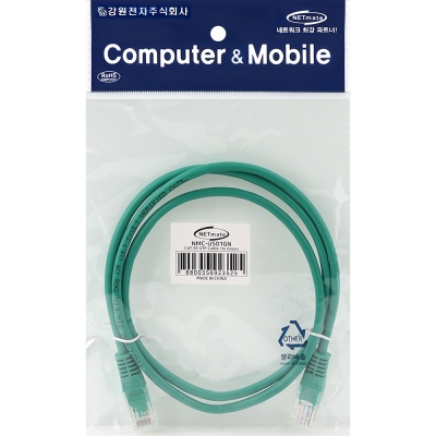 강원전자 넷메이트 CAT.5E UTP 랜 케이블 1m, 그린 NMC-U501GN