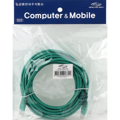 강원전자 넷메이트 CAT.5E UTP 랜 케이블 7m, 그린 NMC-U507GN