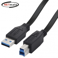 강원전자 넷메이트 USB3.0 AM-BM FLAT 케이블 0.3m (블랙) NMC-UB303F