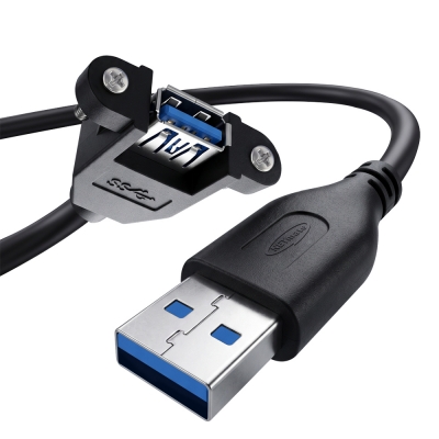 강원전자 넷메이트 USB3.0 연장 AM-AF 판넬형 케이블 1.5m, 블랙 NMC-UF315SB