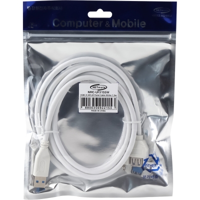 강원전자 넷메이트 USB3.0 연장 AM-AF 판넬형 케이블 1.5m, 화이트 NMC-UF315SW