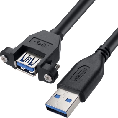 강원전자 넷메이트 USB3.0 연장 AM-AF 판넬형 케이블 3m, 블랙 NMC-UF330SB