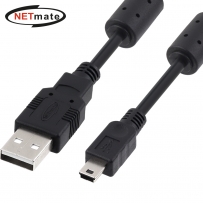 강원전자 넷메이트 USB2.0 AM-Mini 5핀 케이블 1m (블랙/노이즈필터) NMC-UM210C