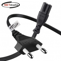 강원전자 넷메이트 2구 8자 AC 파워코드 전원케이블 1.3m, 일자형 블랙 NMP-KPC813