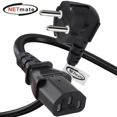 강원전자 넷메이트 3구 AC 파워코드 전원케이블 0.5m, 꺾임형 블랙 NMP-SPC005
