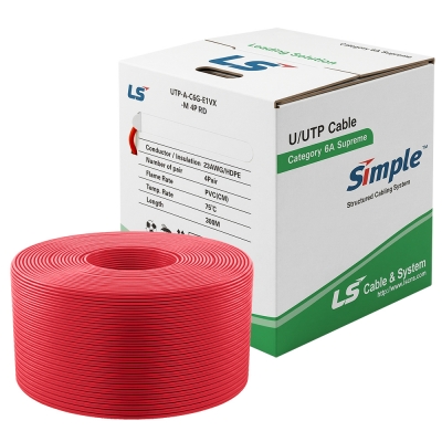 LS전선 CAT.6A UTP Supreme 케이블 300m (단선/레드) UTP-A-C6G-E1VX-M 4P RD