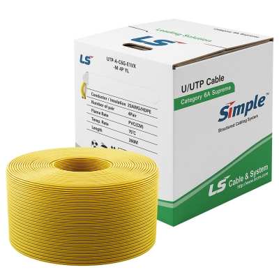 LS전선 CAT.6A UTP Supreme 케이블 300m (단선/옐로우) UTP-A-C6G-E1VX-M 4P YL
